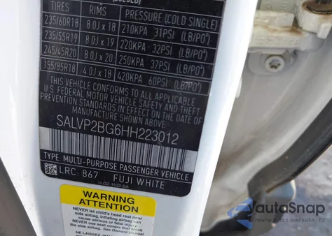 2017 Land Rover Range Rover Evoque Se/Se Premium из США, поврежденный, VIN SALVP2BG6HH223012